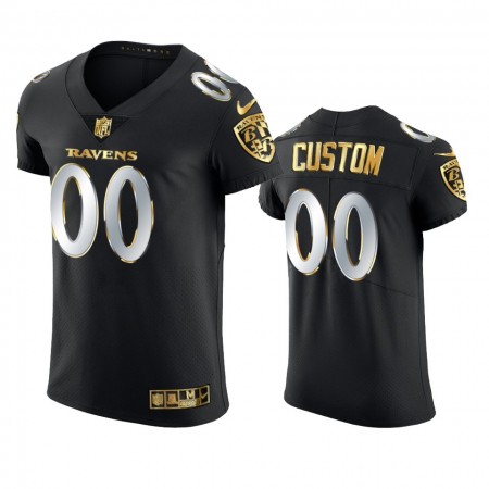 Maillot Baltimore Ravens Custom Noir Golden Edition - Homme Maillot Baltimore Ravens Custom Noir Golden Edition - Homme